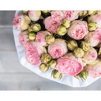 Пионовидные кустовые розы в коробке