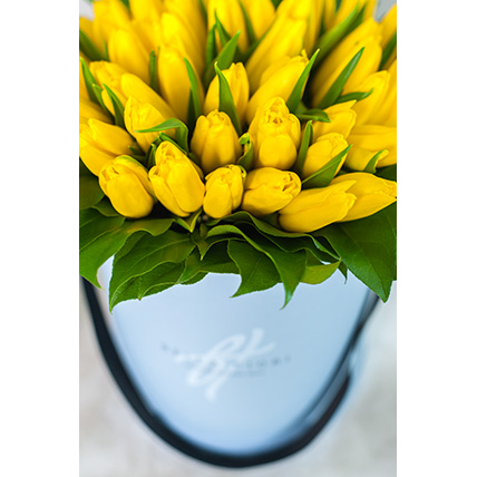 Коробка от Bella Fiori с желтыми тюльпанами