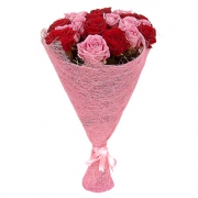 Букет красных и розовых роз «Сияние»