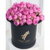 Фиолетовые пионовидные розы в коробке Royal