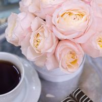 Нежно-розовые пионовидные розы  в коробке Baby