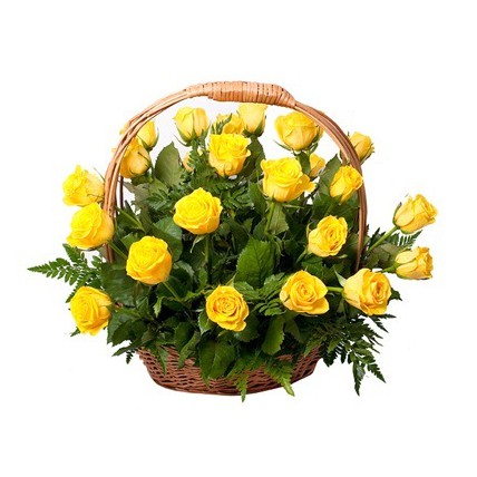 Корзина из 25 желтых роз «Голд амбишн»