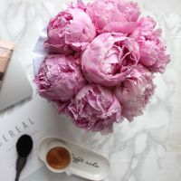 Розовые пионы в белой коробке Small