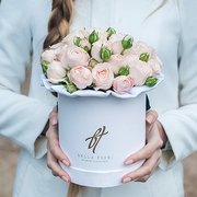 Пионовидные розы «Бомбастик» в белой коробке Small