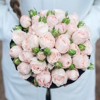 Пионовидные розы «Бомбастик» в черной коробке Small