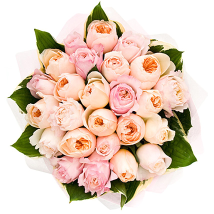 Букет из пионовидных роз Остина «Сияющая улыбка»