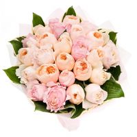 Букет из пионовидных роз Остина «Сияющая улыбка»