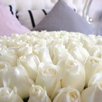 Белые розы в черной коробке DeLuxe 