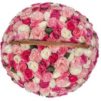 Корзина из пионовидных роз «Незабываемое впечатление»