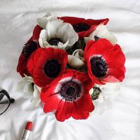 Красные и белые анемоны в коробке Small 