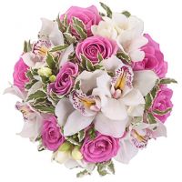 Букет с белыми орхидеями и розами №64