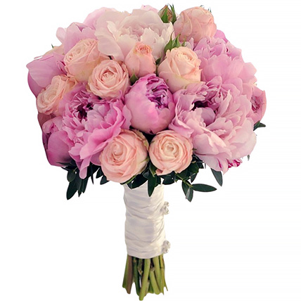 Свадебный букет невесты с пионами и розами «Бомбастик» №70 