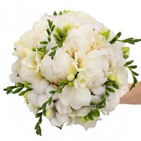 Букет с пионами и хлопком №85