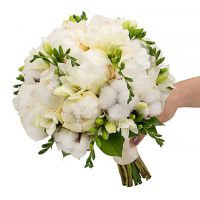 Букет с пионами и хлопком №85
