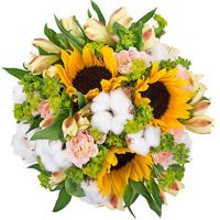Букет с подсолнухами и хлопком №98