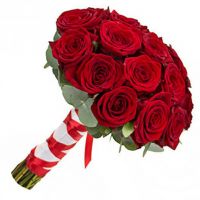 Свадебный букет невесты из бордовых роз №101