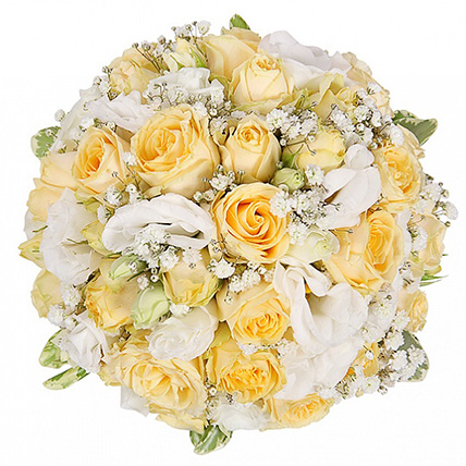 Свадебный букет невесты из роз и лизиантуса №103