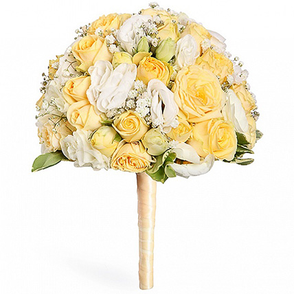 Свадебный букет невесты из роз и лизиантуса №103