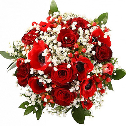 Свадебный букет невесты из роз и анемонов №104