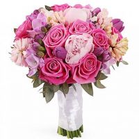 Букет из роз с тюльпанами и гиацинтами №107