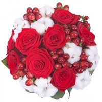 Свадебный букет невесты с красными розами №116