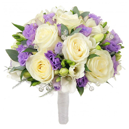 Свадебный букет невесты с эустомой и розами №137