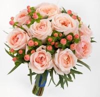 Букет с персиковыми пионовидными розами №151