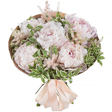 Букет из 5 пионов нежно-розовых «Амели»