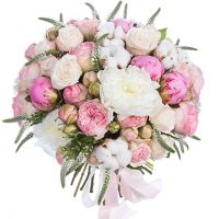 Букет с пионами и пионовидными розами «Волнующий»