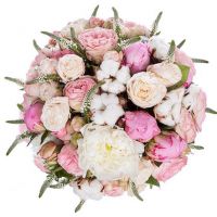 Букет с пионами и пионовидными розами «Волнующий»