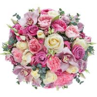 Букет с орхидеями и розами «Нимфа»