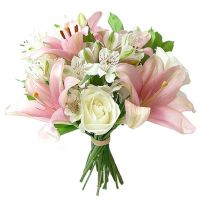 Букет с альстромерией и лилиями «Ароматный цветок»