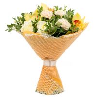 Букет с розами и орхидеей «Солнечный луч»