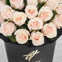 Кремовые розы в черной коробке Royal