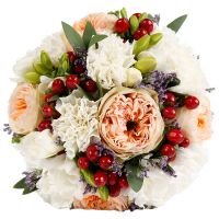 Свадебный букет невесты с диантусом и фрезией №204