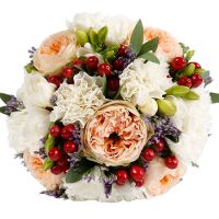 Свадебный букет невесты с диантусом и фрезией №204