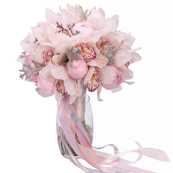 Свадебный букет невесты с орхидеями и пионами №211