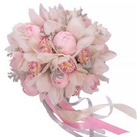 Свадебный букет невесты с орхидеями и пионами №211