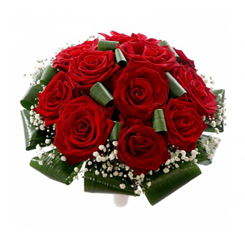 Свадебный букет невесты с красными розами №213
