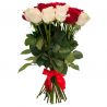 25 роз красных и белых (50 см)