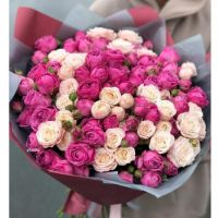 Букет с розами «Бомбастик» и «Мисти бабблс» (39 шт)