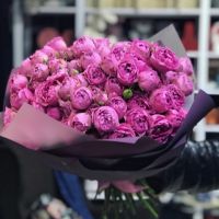 Большой букет роз из 39 роз «Мисти бабблс» с оформлением