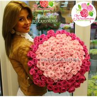 101 роза: нежно-розовые + розовые