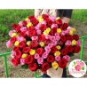 Весенний разноцветный букет из 101 розы