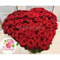 101 красная роза  в  форме сердца