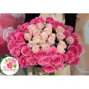 51 роза: нежно-розовая + розовая