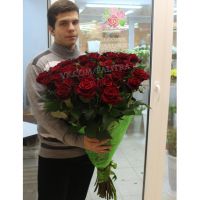 51 красная роза 120см