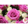 51 роза: розовая + кустовая белая