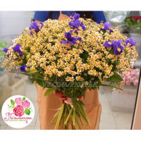 Букет из 51 ромашки и ирисов