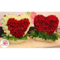 Сердце 3D из 201 розы  в корзине (цена за 1 сердце)